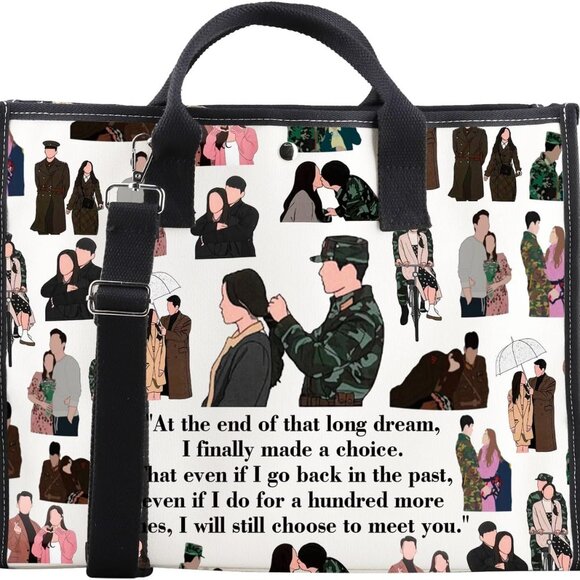 K-Drama Tote Bag Crash Land On You Quote Reusable Shopping Bag Gift for Fans - Picture 1 of 7